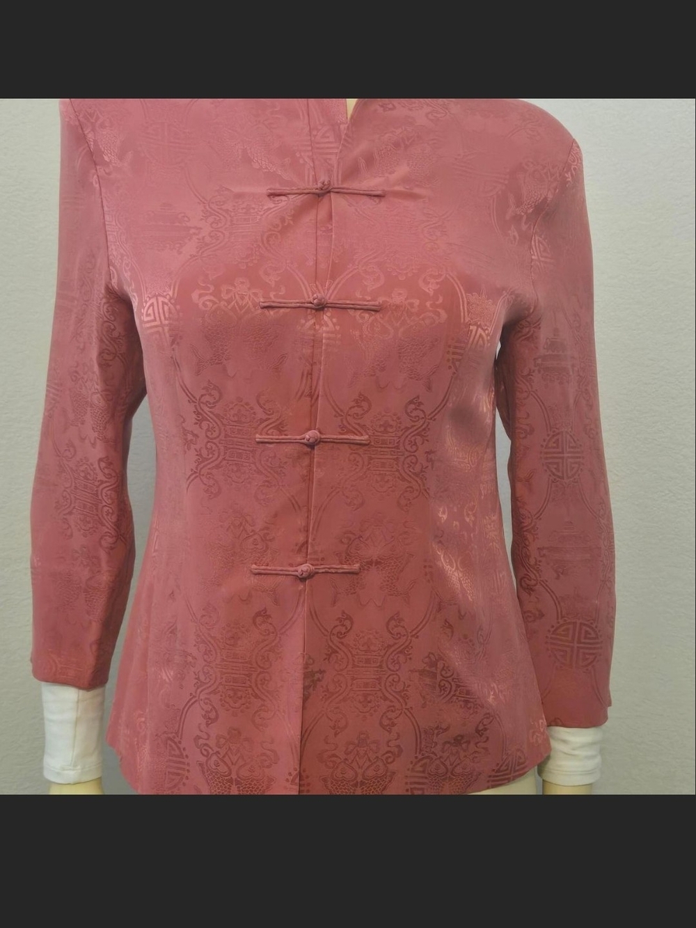 Vintage Chinese Brocade Tang Jacket With Frog Closure